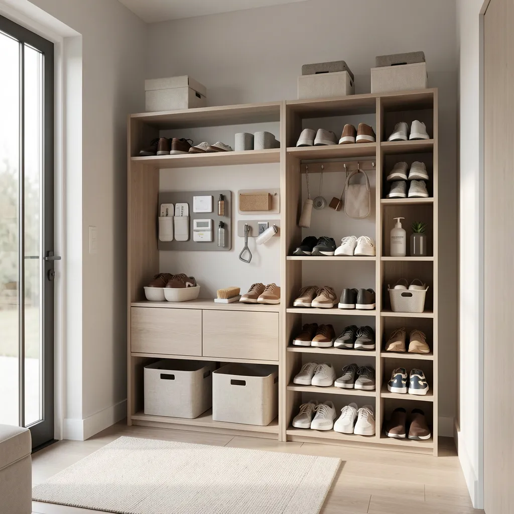 Compact modular organizer with adjustable shelves